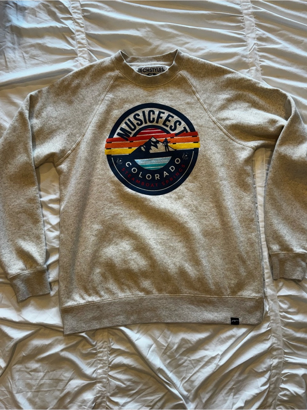 Women’s Cream Crewneck Sweatshirt - TechStyles MusicFest Colorado Graphic